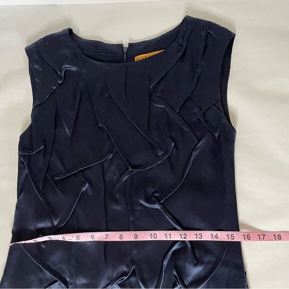 Vintage Y2K Alice + Olivia silk navy blue sleeveless textured cocktail dress XS - Picture 5 of 8